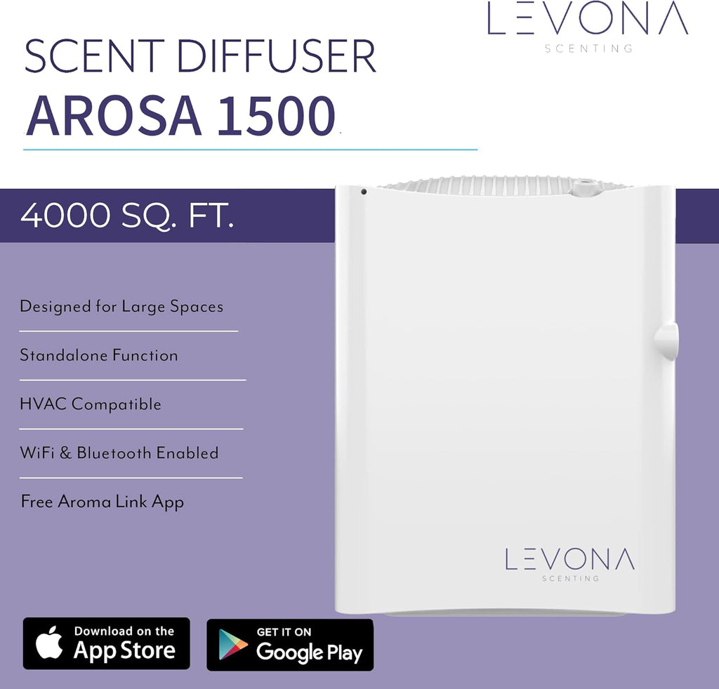Levona Scent Arosa 1500 HVAC Diffuser – Whole House Aroma Diffuser & Fragrance Air Freshener Machine for Home, Office & Hotel – Smart App Controlled – Covers up to 4000 SQFT (Scent Not Included)