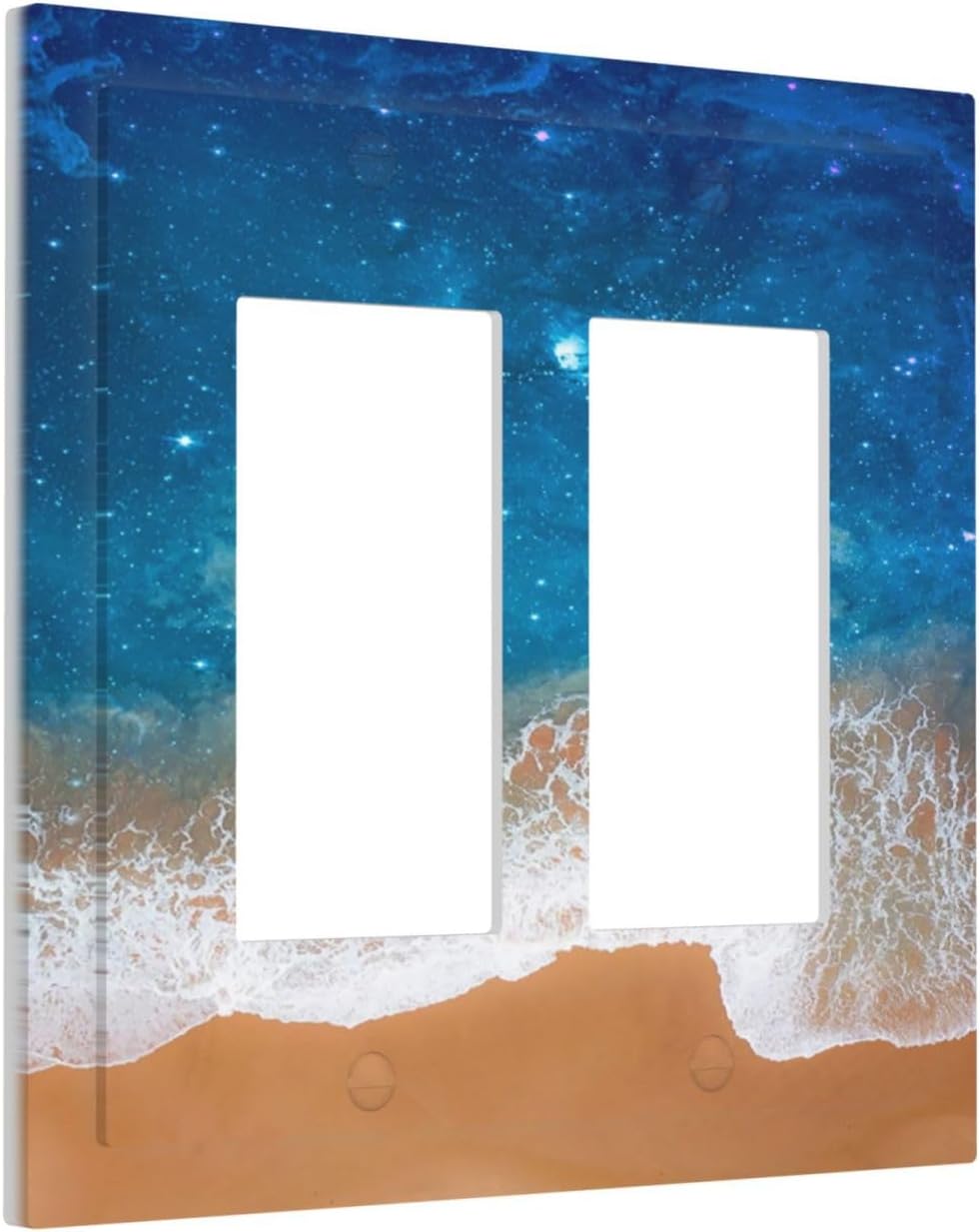Blue Sea Ocean Beach Waves Outlet Covers Light Switch Cover Plate 2 Gang Double Rocker Wall Plates Decorative Switch Plates Plug Cover Electrical GFCI Receptacle Cover for Home 4.9 X 5 IN