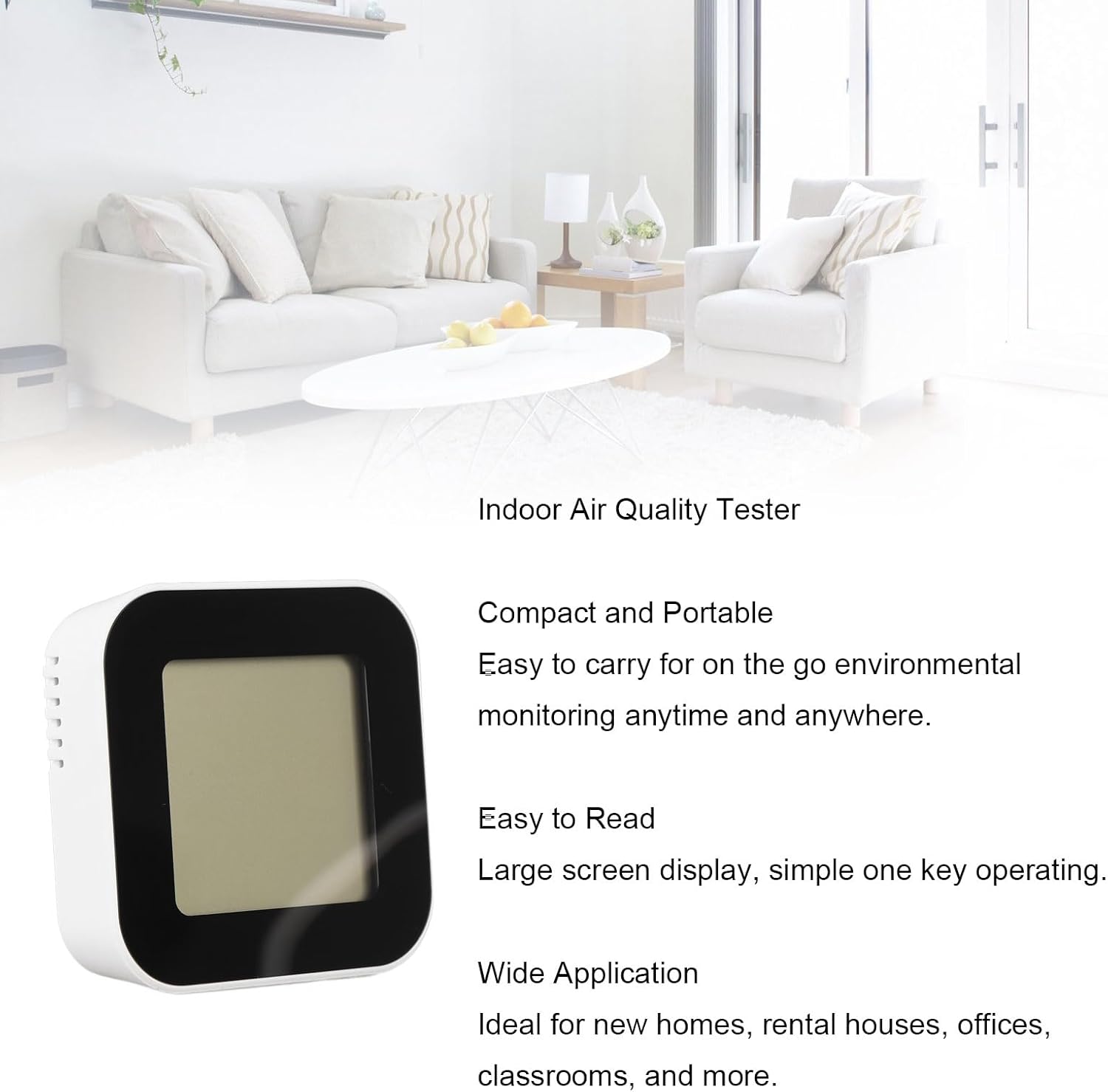 FTVOGUE Indoor Air Quality Tester HCHO Detector with Temperature Humidity Sensor Portable Air Monitor