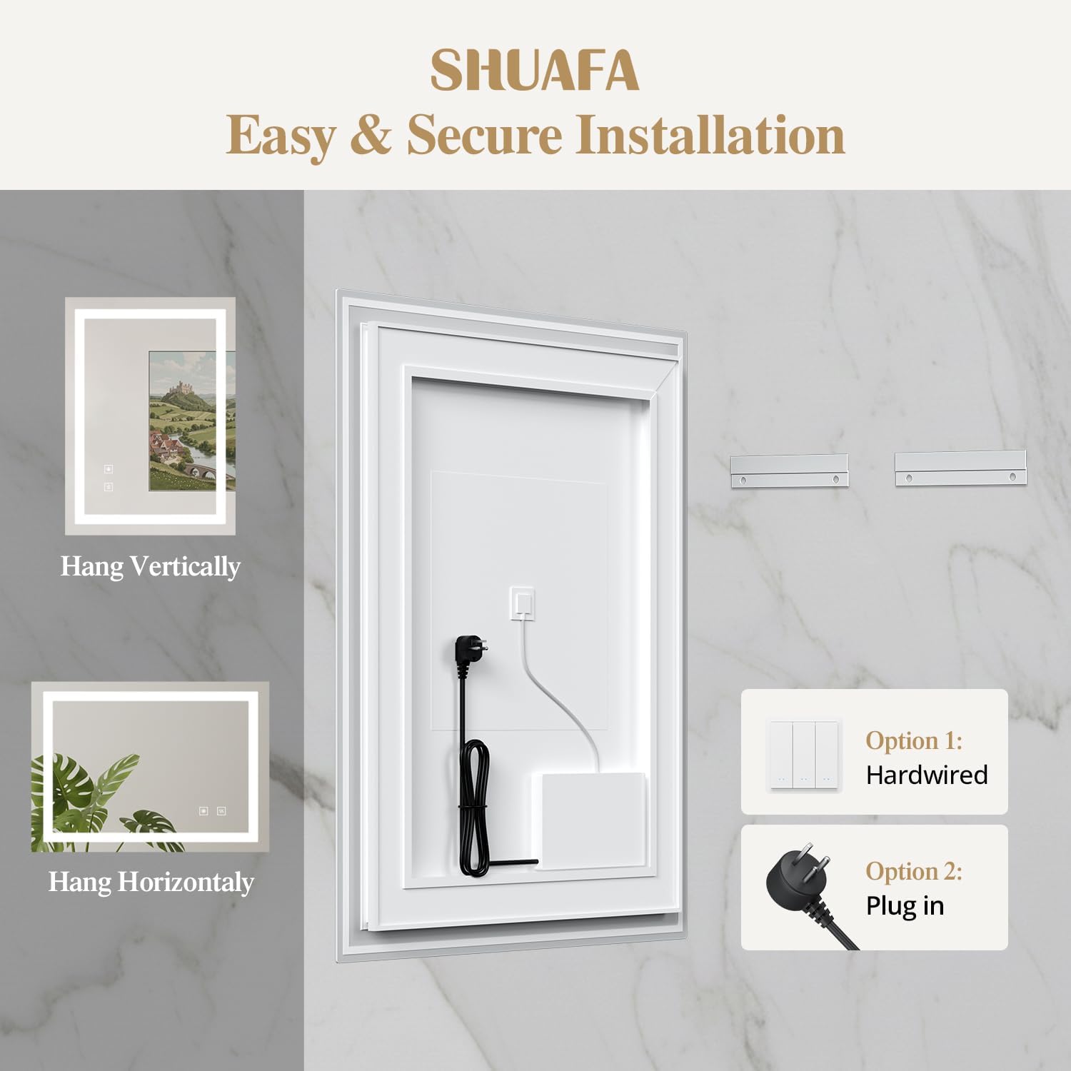 72X36 Inch LED Bathroom Mirror with Lights, Frontlit+ Backlit Bathroom Vanity Mirror for Wall, Ultra-Clear Tempered Glass, Shatter-Proof, Anti-Fog and Memory Function, ETL Listed