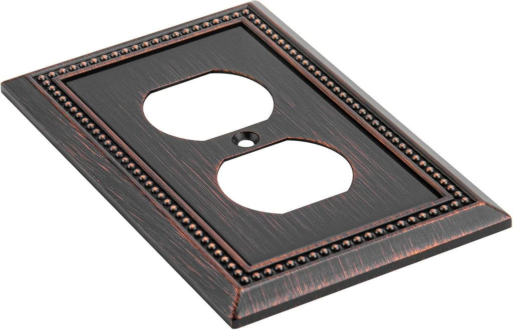 Henne Bery Sunken Pearls Heavy Duty Decorative Wall Plate Switch Plate Outlet Cover (Single Duplex, 2 Pack, Aged Bronze)
