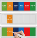 Office Door Signs with 6 Printed Status Options – Do Not Disturb, Out of Office, In a Meeting, Please Knock, Back Soon, Come on in – Includes Custom Personalized Blank Sticker for Privacy Workspace or Studio Available and Away