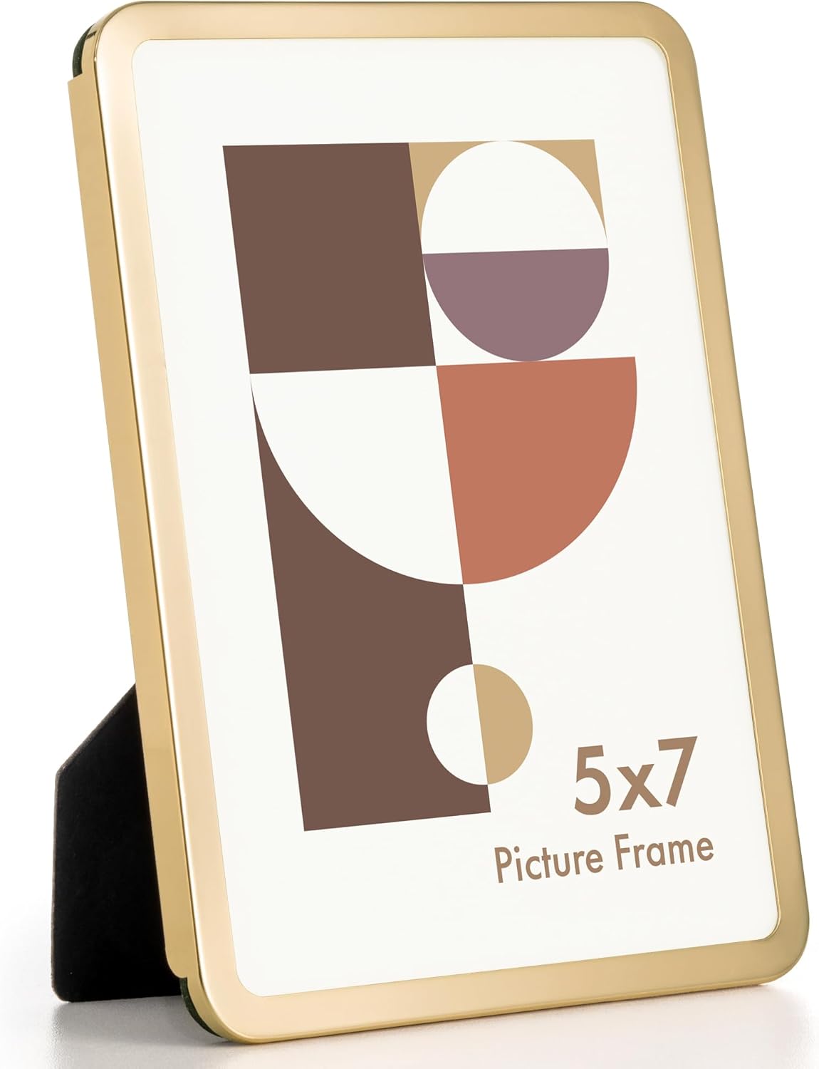Axeman 5x7 Picture Frame-Metal Rounded Corner Frame 5x7, 5''x7''Photo Frame with Tempered Glass,Tabletop and Wall Display, One-Piece 5 By 7 Metal Picture Frame for images, Gold