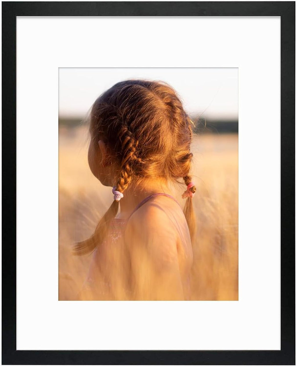 Golden State Art, Simple and Stylish Picture Frame with Mat & Real Glass Vertical Horizontal Display (16x20, Black)