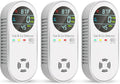 Carbon Monoxide Detectors & Natural Gas Detector, 4-in-1 Carbon Monoxide Detectors Plug in, Gas Leak Detector with Dual Alarms, Temperature & Humidity Sensor for Home, RV Essentials, White, 3 Packs