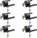 Keyed Entry Door Lever with Lock, Heavy Duty Square Interior Handle for Front Door and Office, Matte Black, Reversible for Right&Left Handed, 6Packs