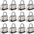 40mm Keyed Alike Nickel Plated Laminated Steel Padlock, 1-9/16" Wide Body 1-inch Shackle Padlocks with Keys Pack of 12