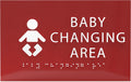 6" X4" Baby Changing Area Sign | Tactile Graphics Grade 2 Braille Text Baby Care Sign| ADA Compliant Wall Mount Plastic Restroom Sign for Hospital, Offices, Clinics and Apartments