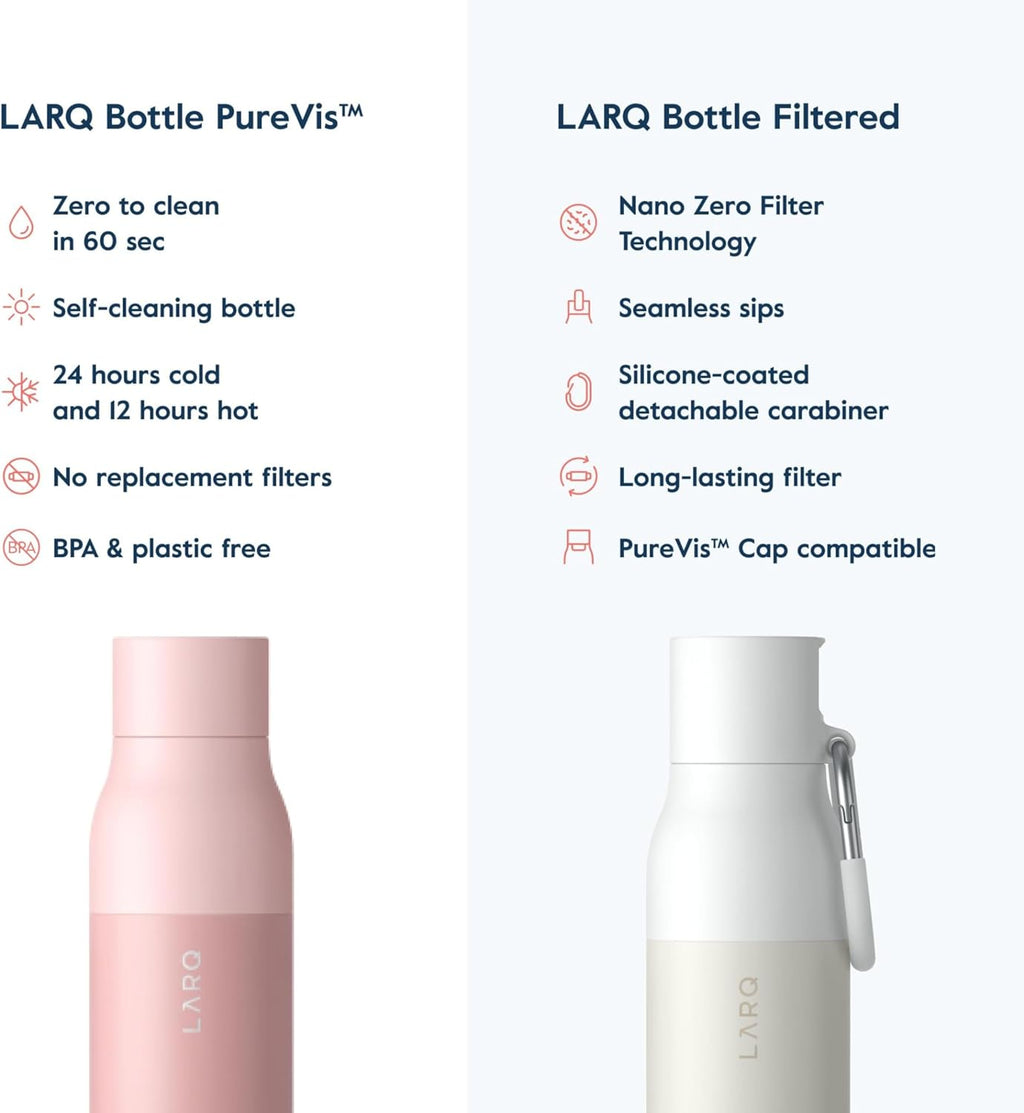 LARQ Holiday Bundle Set Bottle PureVis, Self-Cleaning Water Bottle 17oz | Reusable Bottles, Travel Friendly, BPA free
