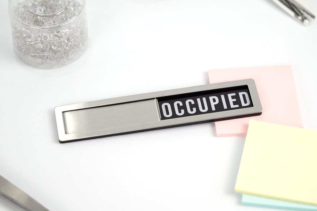 Stainless Steel Vacant/Occupied Privacy Sign for In Out Office Room Use, Vacant and Occupied Bathroom or Business Indicator Signs - Black & White Professional Design