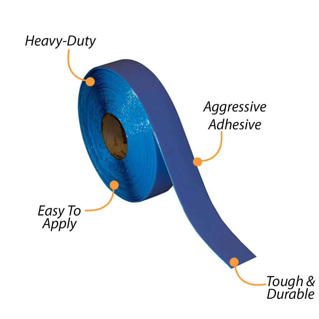 SmartSign Blue 2 inch x 100 feet Floor Marking Tape, 32 mil Vinyl Floor Tape, Superior Mark Industrial Use Safety Tape with Beveled Edges, Strong Adhesive, for Gym/Warehouse/Courts