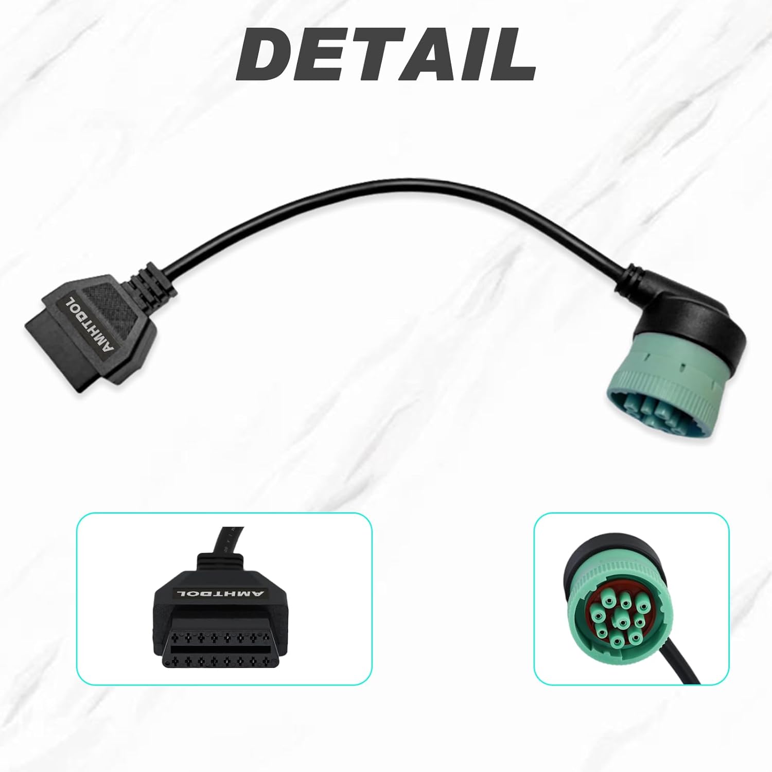 J1939 OBD2 Adapter Cable Fits Truck Diagnostic Scanner/Code Reader, 9 Pin to OBD2 16 Pin Connector, J1962-J1939 for Cummins Diesel Engine, Fit for Truck ELD and GPS Tracker