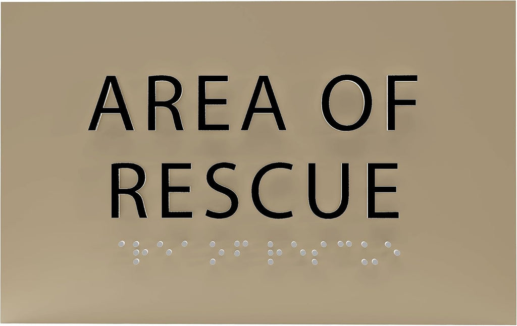 6" X4" Area of Rescue Sign - ADA Compliant Tactile Graphics Grade 2 Braille Text Wall Sign | Emergency Assistance, Refuge Place Sign for Schools, Offices, Apartments & Restaurants