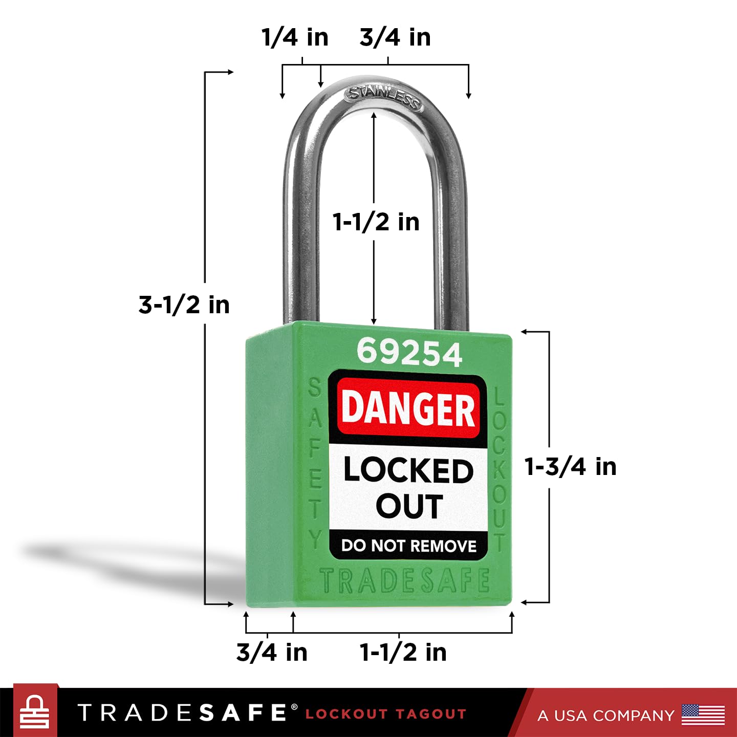 TRADESAFE Lockout Tagout Locks Set - 7 Green Loto Locks, Lockout Locks Keyed Different, 2 Keys Per Lock, OSHA Compliant Lock Out Tag Out Padlocks, Safety Padlocks for Electrical Lockout Tag Out Kits