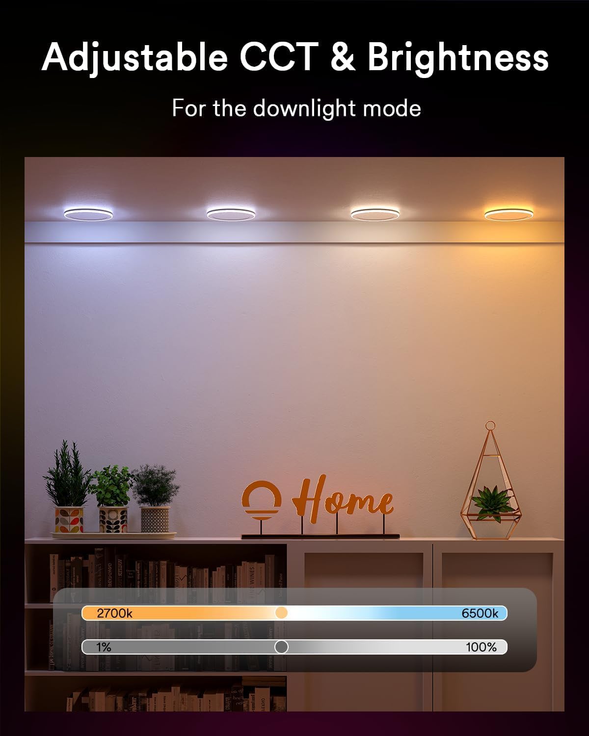 Lumary RGBAI Smart Recessed Lighting 6 Inch with Gradient Accent and Night Ring, 12W 1000LM Wi-Fi LED Recessed Lights, LED Downlight Compatible with Alexa/Google Assistant/Siri, 1PCS