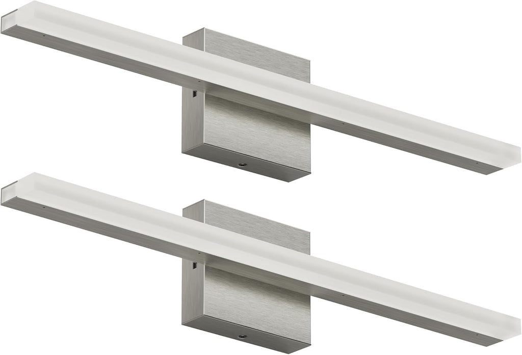 ZAGO 24 Inch Bathroom Linear Vanity Light Fixtures Over Mirror - LED Modern Wall Mounted Adjustable Hardwired Picture Lighting Bar with 5CCT Switchable, ETL & Damp Rated, Brushed Nickel, 2 Packs