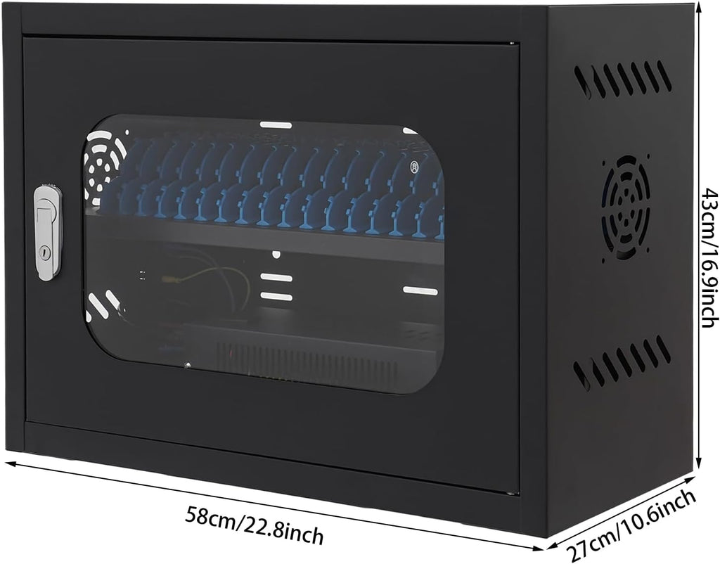 20-Device Charging Station, 200W USB Cell Phone Charge Stations, Tabletop Wall-Mount Charging Cabinet for for ＜8'' Size Cellphones & Tablet Computers