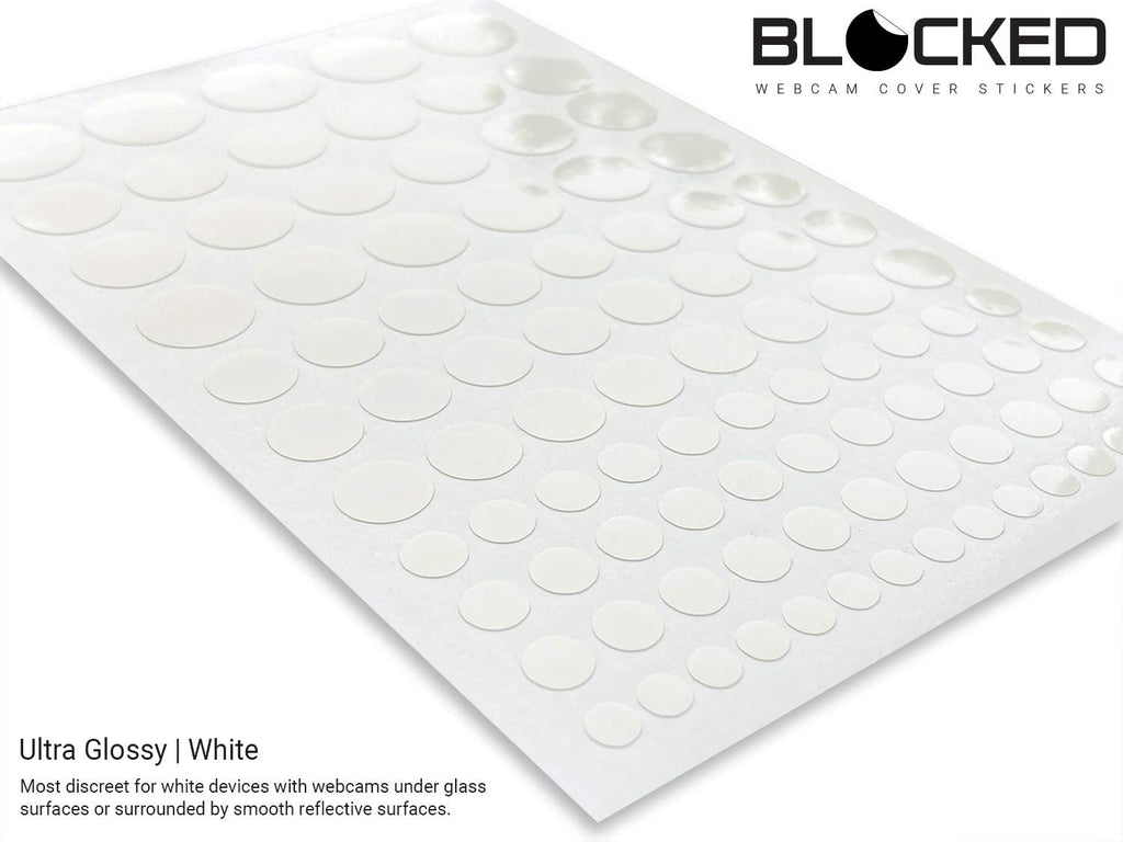 BLOCKED Stackable Webcam/Camera Vinyl Covers | 95 Low-Tack Restickable Webcam Sticker | Multiple Sizes | White 95-Pack (Ultra Glossy)
