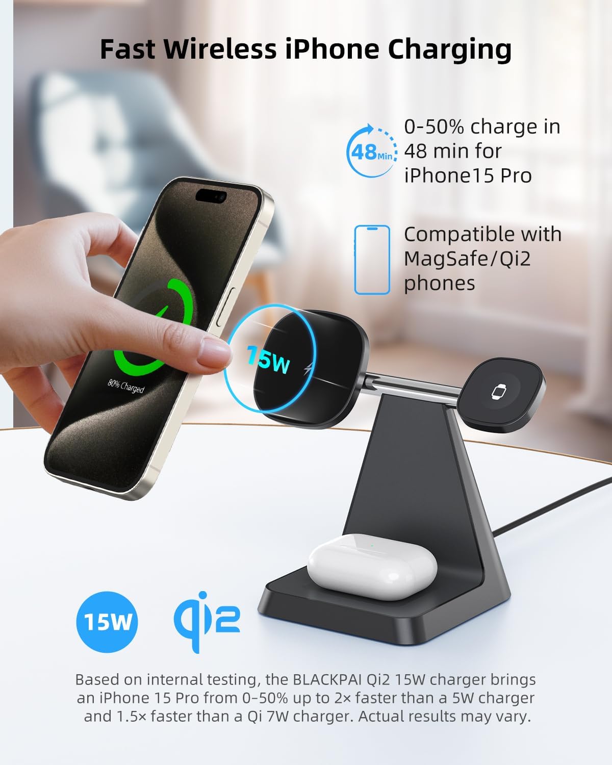 Charging Station for Multiple Devices Apple: 3 in 1 Magnetic Wireless Charger Stand for MagSafe-Compatible Nightstand Charging Dock for iPhone 17 16 15 14 13 12 Pro Max Plus Apple Watch Airpods