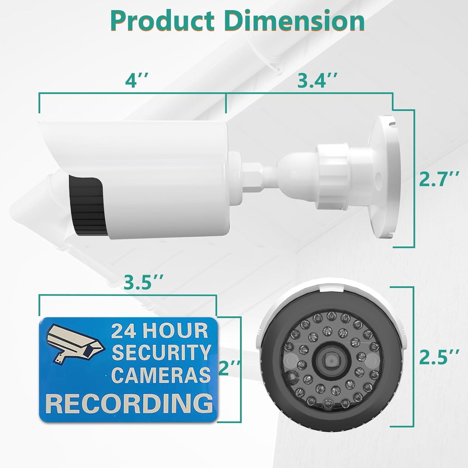 WALI Dummy Fake Simulated Surveillance Security CCTV Dome Camera Indoor Outdoor with One LED Light, Warning Security Alert Sticker Decal (TC-W4), 4 Packs, White