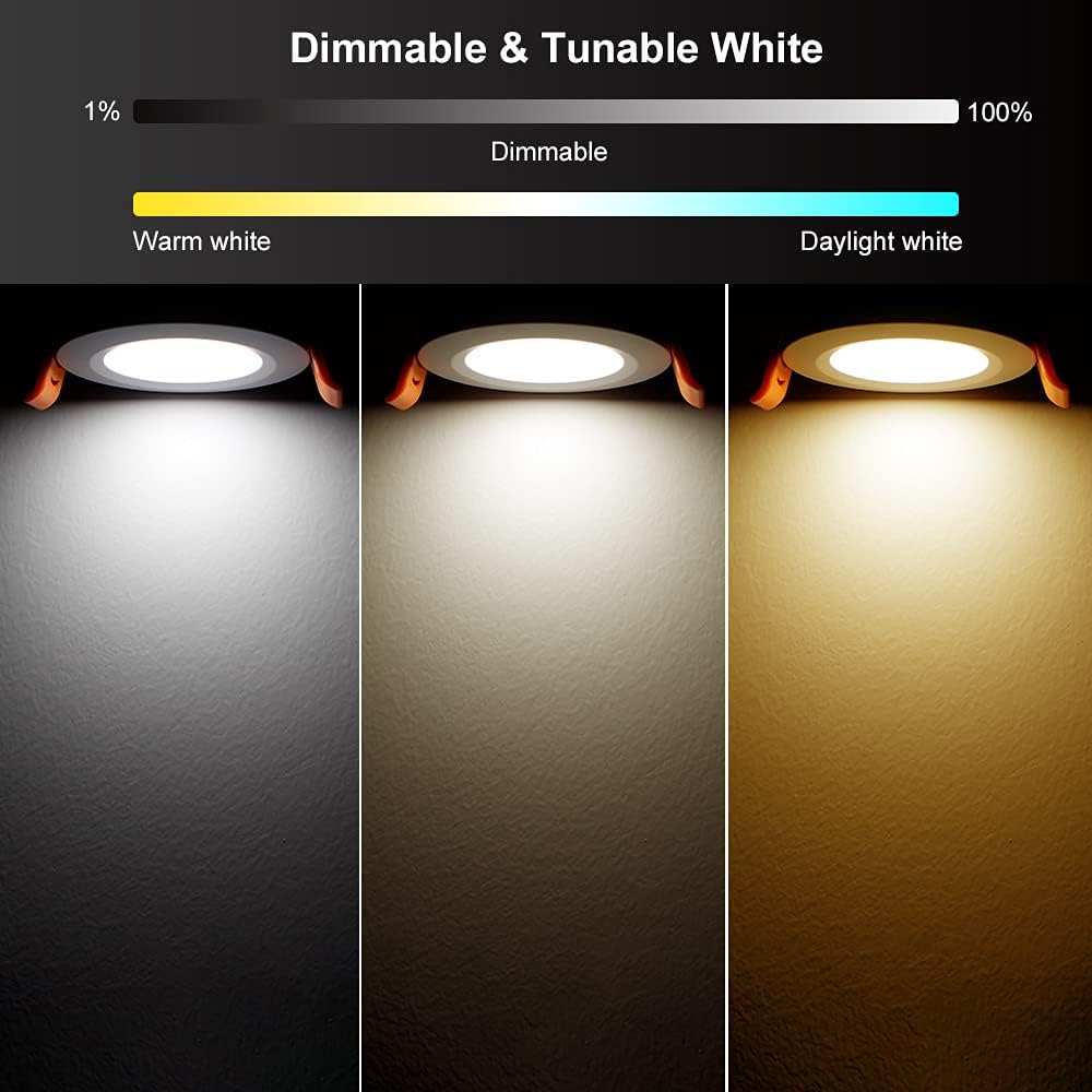YGS-Tech Smart 2 Inch LED Recessed Lighting RGB WiFi Downlight, 5W Compatible with Alexa and Google Home, Dimmable RGB & CCT 2700-6500K Color Changing, 120V Ceiling Light with LED Driver (10 Pack)