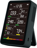 Professional Indoor Air Quality Monitor with AQI, Portable Real-Time Detector for Home Cars Plants and Pets (Black)