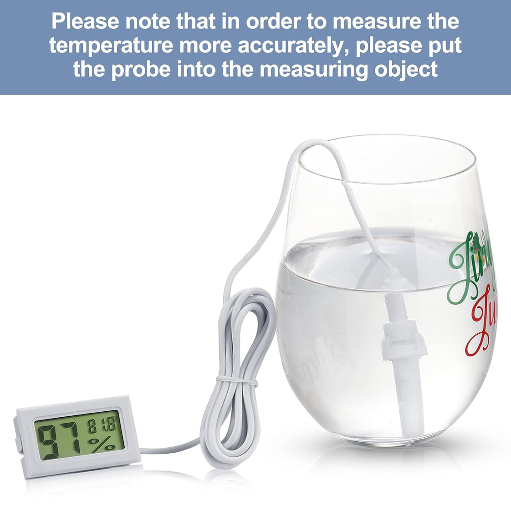 Weewooday Mini Digital Temperature Humidity Meters Gauge with Probe Gauge LCD Fahrenheit Display Thermometer Hygrometer for Incubator Reptile Plant Greenhouse Chicken Coop Garden(White, 3 Pieces)