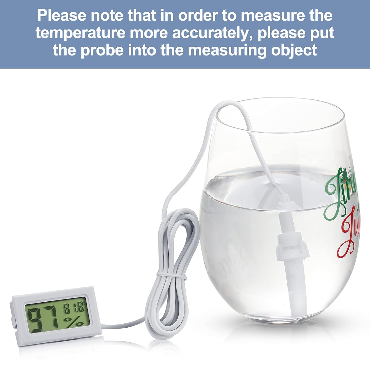 Weewooday Mini Digital Temperature Humidity Meters Gauge with Probe Gauge LCD Fahrenheit Display Thermometer Hygrometer for Incubator Reptile Plant Greenhouse Chicken Coop Garden(White, 3 Pieces)