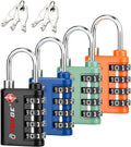Forge Dual-Opening: Key or Combination Lock, TSA Approved Lock for Luggage, Pelican case, Travel, Gym, School, Luggage Combination Lock, Travel Bag Lock (4 Colors 4 Pk)