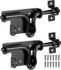 QWORK Slide Bolt Gate Latch, Heavy-Duty Gate Lock with Padlock Hole for Wooden Vinyl Fence Barn Doors – 6-3/8" Black, 2 Pack