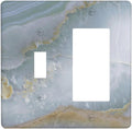 Outlet Covers Colored Art Marble Golden Line 1 Toggle 1 Rocker Combination Decorative Wall Plate Electrical Switch Plates Light Switch Cover Plate For Bathroom Kitchen Decor