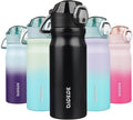 BJPKPK Water Bottle with Straw 18oz Insulated Water Bottles Reusable Stainless Steel Metal Thermal Flask with Leak Proof Lockable Lid and Carry Handle,Black
