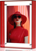 5x7 Picture Frame, Stunning Color Acrylic Photo Frames, Wall & Tabletop Display Frames, Modern Floating Style for Home Office Decoration, Red (1 Pack)