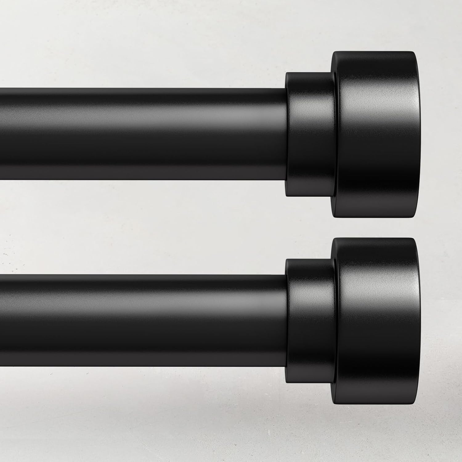 2 Pack Curtain Rods for Windows 28 to 48, 1 Inch Adjustable Black Heavy Duty Window Curtain Rod for Bedroom Living Room, Modern Drapery Rods with End Caps, Size 32"-60"
