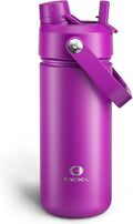 ENCOOL Insulated Water Bottle with Straw Stainless Steel Water Bottle, Leak-Proof, BPA-Free, Double Wall Vacuum Keeps Cold for 24 Hours for Sports, Travel, School (18 oz, Bright Magenta)