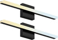 ZAGO 24 Inch Bathroom Linear Vanity Light Fixtures Over Mirror - LED Modern Wall Mounted Adjustable Hardwired Picture Lighting Bar with 5CCT Switchable, ETL & Damp Rated, Black, 2-Pack