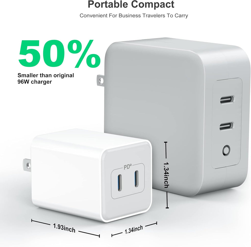 USB C Wall Charger 40W, 1 Pack Dual Port 20W PD 3.0 Type C Fast Charging Block, Durable Compact Power Adapter for iPhone 11/12/13/14/15/16/17 Pro Max, AirPods4，watch10 ultra2