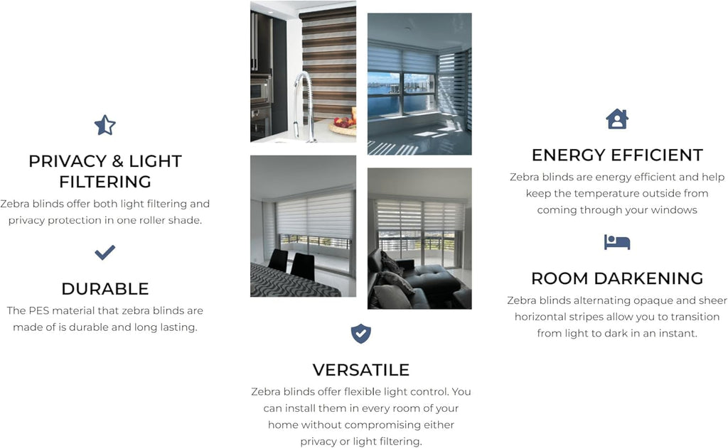 Shadesu Custom Size Zebra Blinds for Windows, 27" W x 72 H, Brown, Dual Layer Free-Stop Zebra Shades, Light Control for Day and Night, Sheer Blinds for Indoor Windows, Bedroom, Kitchen