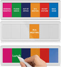 Office Door Signs with 6 Printed Status Options – Do Not Disturb, Out of Office, In a Meeting, Please Knock, Work from Home, Back Soon – Includes Custom Personalized Blank Sticker for Privacy Workspace or Studio Available and Away