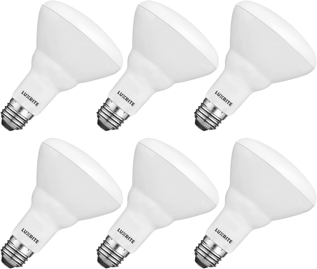 LUXRITE 6-Pack BR30 LED Bulb, 65W Equivalent, 2700K Warm White, Dimmable, 650 Lumens, LED Flood Light Bulbs, 8.5W, Energy Star, E26 Medium Base, Damp Rated, Indoor/Outdoor - Living Room and Kitchen