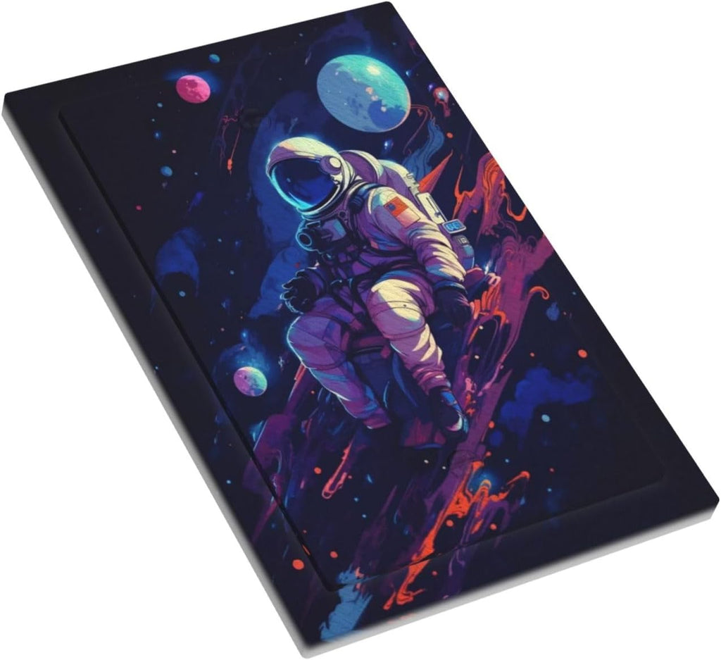 Decorative Light Switch Cover Plate Purple Space Astronaut Planet 1 Gang No Device Single Blank Outlet Covers Wall Plate Cover Switchplate Electrical Face Plate for Bedroom Home Decor