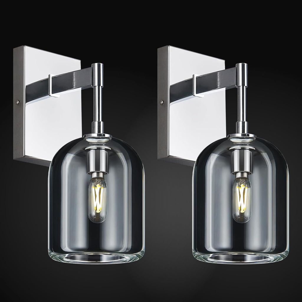 Modern Crystal Wall Sconces Set of Two Indoor Chrome Wall Lamp Vanity Wall Lighting for Bathroom Bedroom Living Room Stair（2Pack）