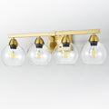 4-Light Bathroom Vanity Light, Gold Wall Sconce with Premium Hand-Crafted Glass Shades, Shatter-Resistant & Few Imperfections, Ideal for Mirror, Kitchen, Living Room