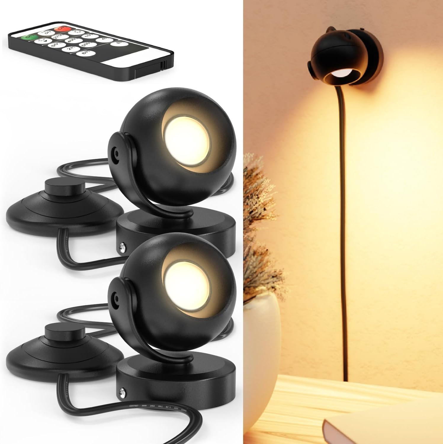 Sunco Spot Lights Indoor, LED Uplighting Ceiling Spotlight Fixtures, Plant Light Décor, 300 LM, 3W, Selectable CCT 2700K/4000K/5000K, 50000 Lifetime Hours, with Remote Control ETL 2 Pack