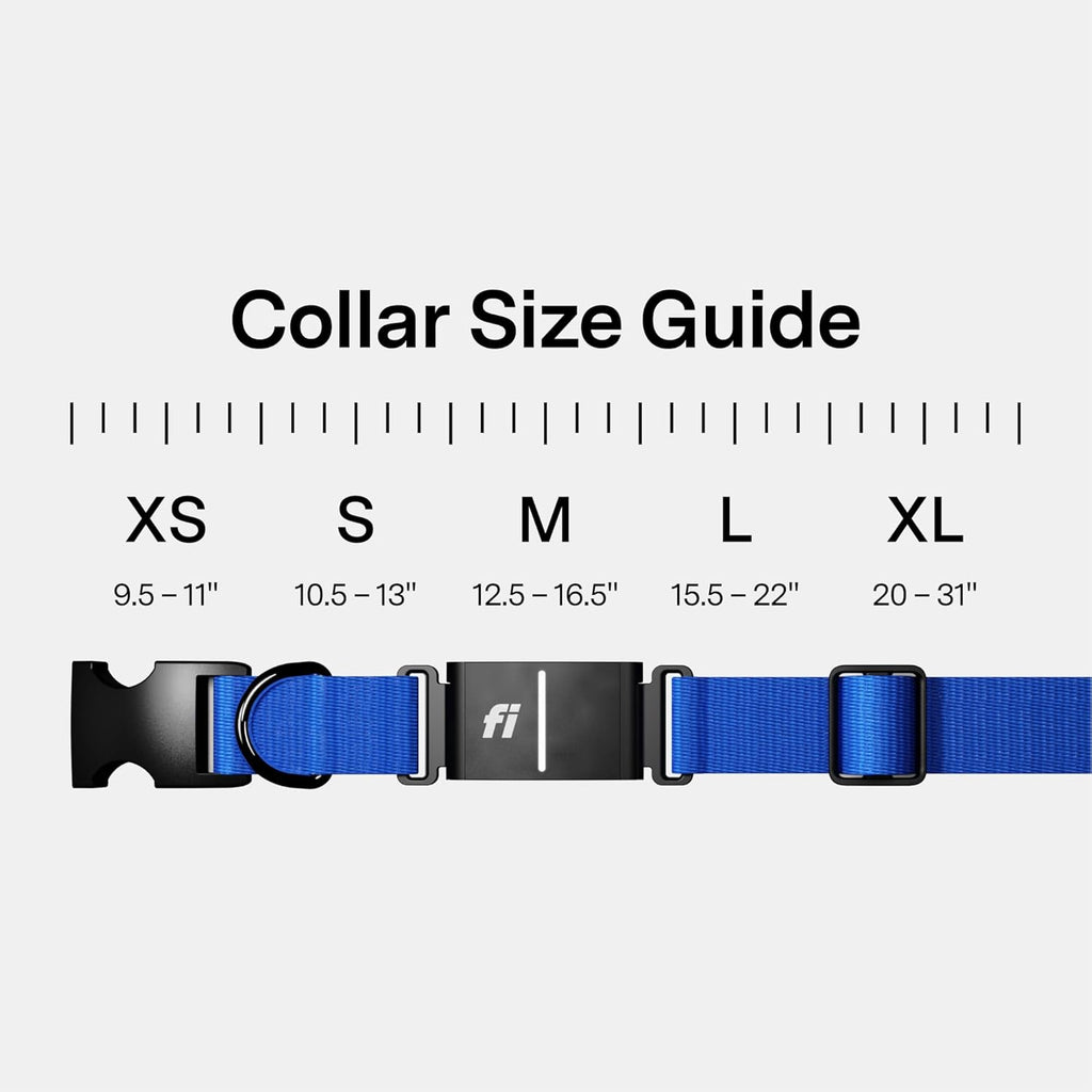 New Fi Series 3+ Smart Dog Tracker Collar [6 Month Membership Included] GPS Tracker for Dogs with Health & Behavior Monitoring, Escape Alerts, Waterproof, LED, Apple Watch Compatible (Blue, X-Small)