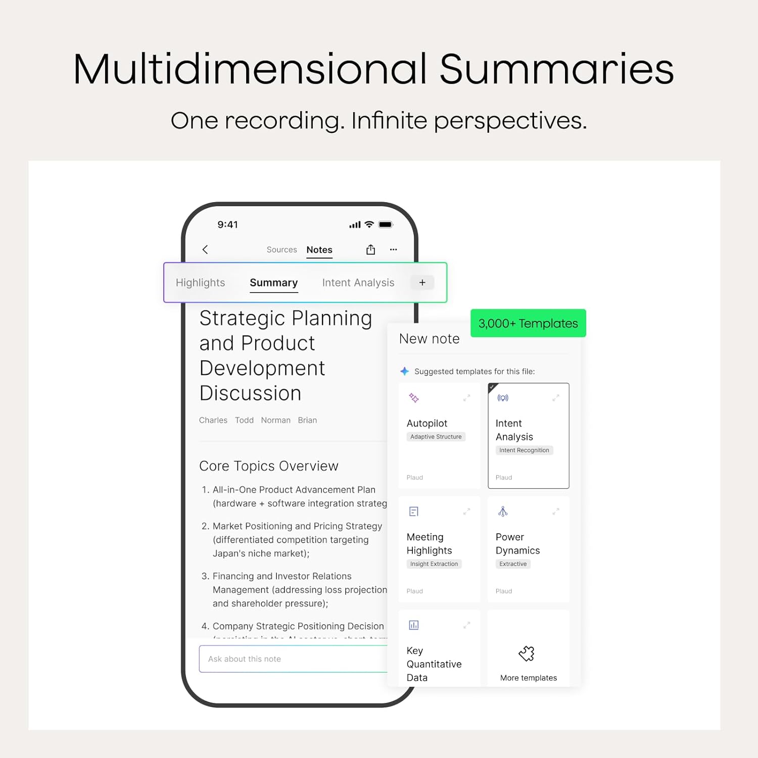 Plaud Note AI Voice Recorder, Voice Recorder w/Case, App Control, AI Transcribe & Summarize, Support 112 Languages, 64GB, Audio Recorder for Lectures, Meetings, Calls, Silver, Non-Pro Version