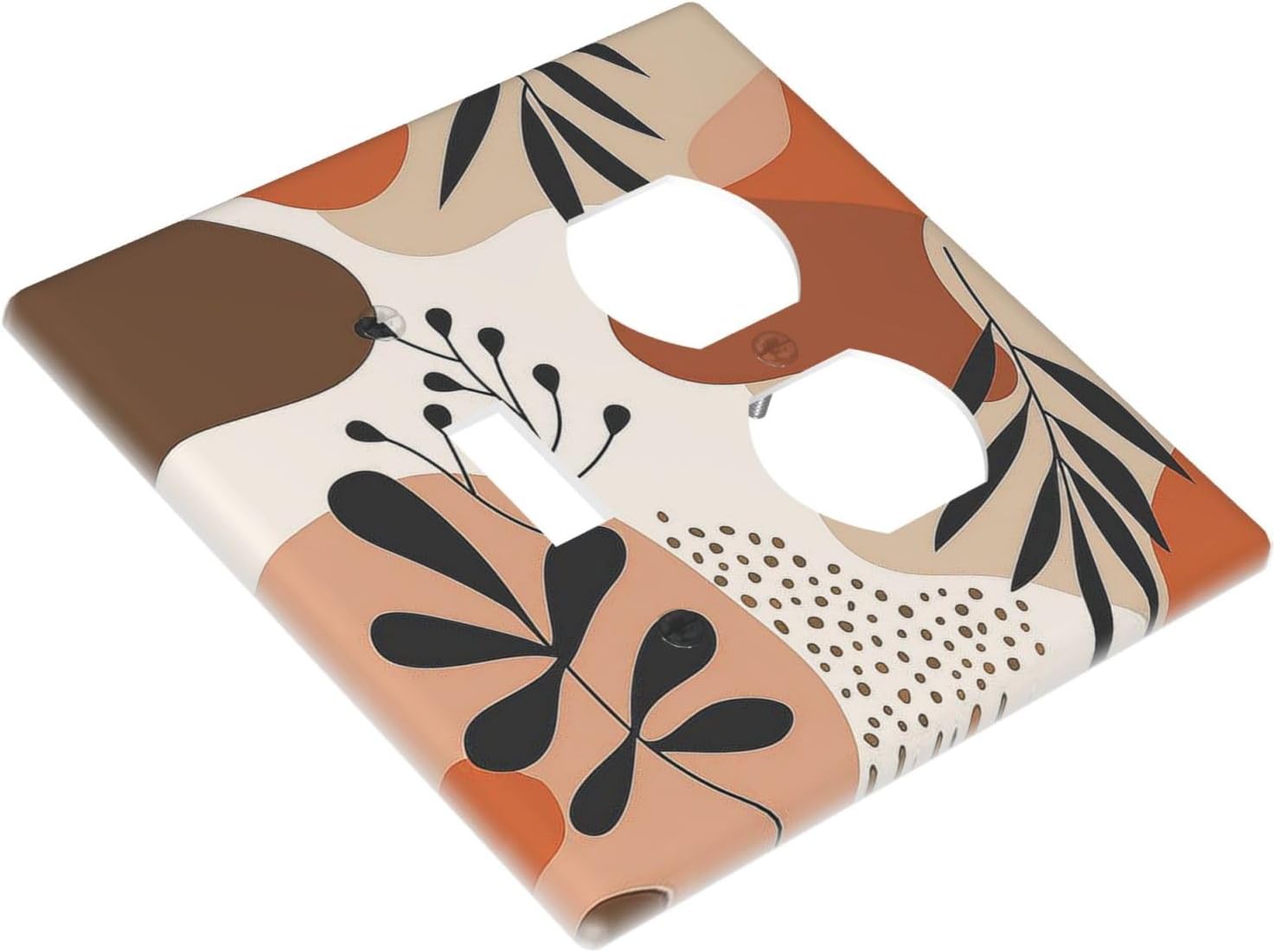 Wallplates Boho Botanical Orange Green Beige Minimalist 1 Toggle 1 Duplex Switch Plate Electrical GFCI Faceplate Decorative Light Switch Covers for Bedroom living Room Decor