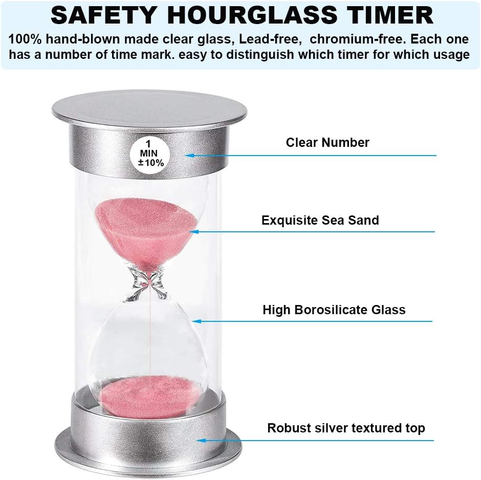 SuLiao 1 Minute Hourglass Timer Sand Clock, Unbreakable Pink Sand Watch one Minute, Colorful Plastic Hour Glass Sandglass for Kids, Games, Classroom, Decorative