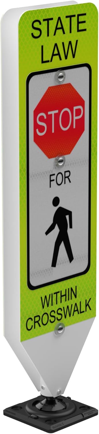Impact Recovery - In-Street Pedestrian Crossing Signs - Street Sign - Road Safety Stop Sign with Surface Mount Base
