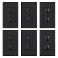 ELEGRP Smart in-Wall Outlet, 2.4GHz Wi-Fi Smart Receptacle Compatible with Alexa and Google Assistant, Tamper Resistant, 2 Individually Controlled Outlets, No Hub Required, UL Listed, Black, 6 Pack